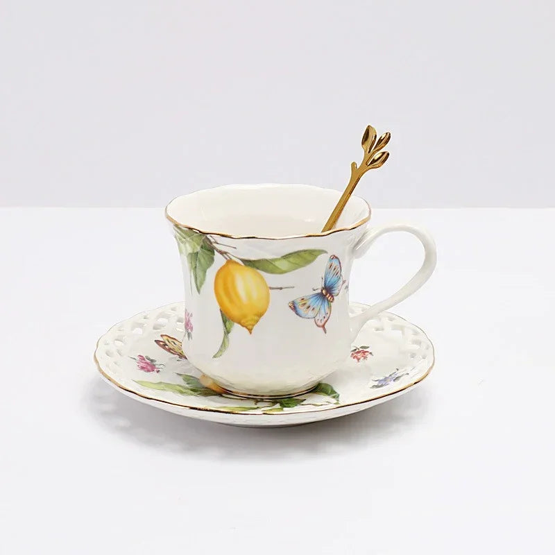 Assiette ceramique style europeen motif citron elegant table