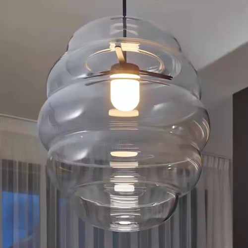 suspension en verre transparent pour restaurant avec fil réglable - vue 5 sur 12