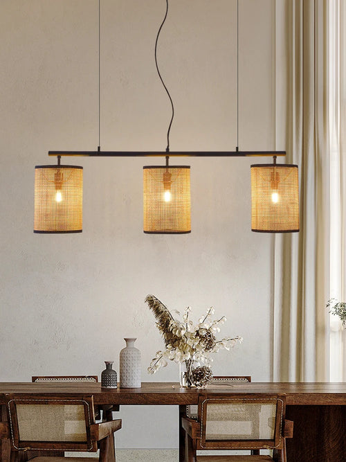 lustre rétro en rotin créatif pour éclairage intérieur - vue 2 sur 7
