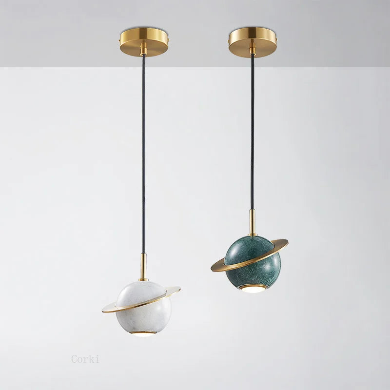 suspension led en marbre au design moderne idéales pour bar ou restaurant - vue 2 sur 9