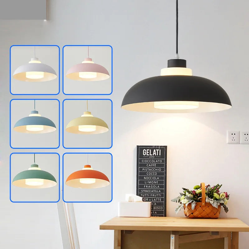 suspension led ufo macaron créatif nordique simple - vue 4 sur 12
