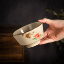 bol ceramique retro asiatique motif floral soupe riz