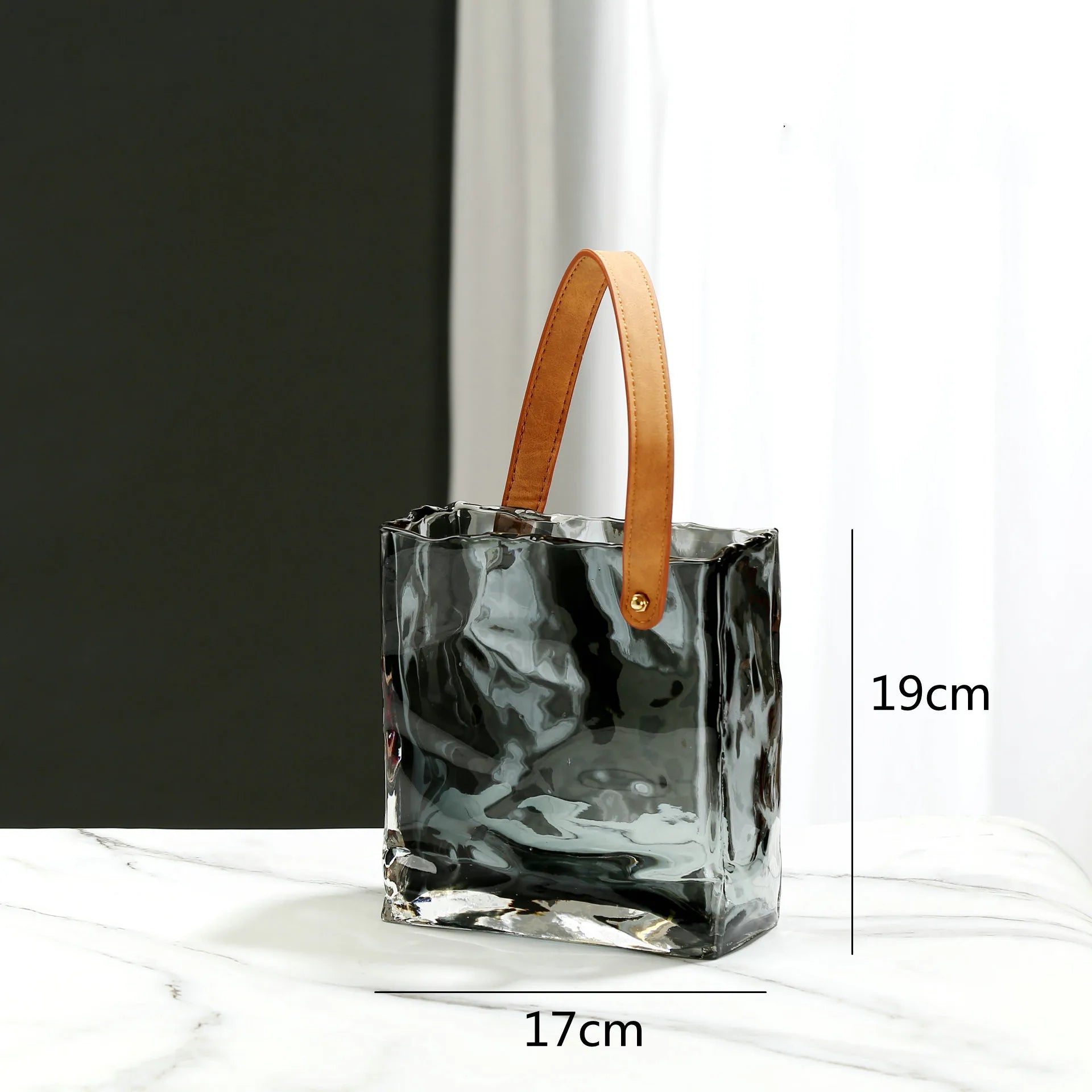 vase en verre transparent texture froissée pour fleurs et terrarium - vue 13 sur 13