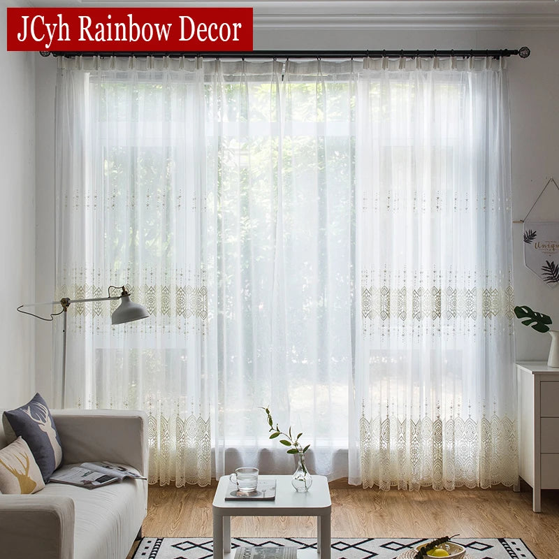 Voilage brodé en tulle élégant pour salon chambre