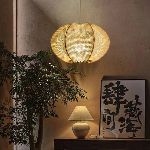 ZK50 Restaurant lustre bois Art chanvre corde lampe chambre créative Bar concepteur modélisation journal rétro unique tête lustre E27 - vue 3 sur 6