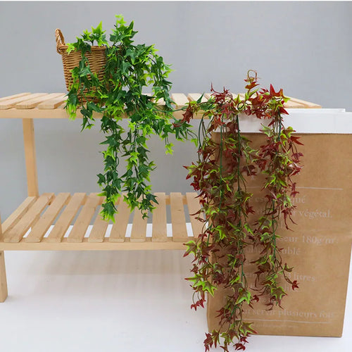 plante artificielle lierre décorative en feuille d'érable rouge - vue 3 sur 8
