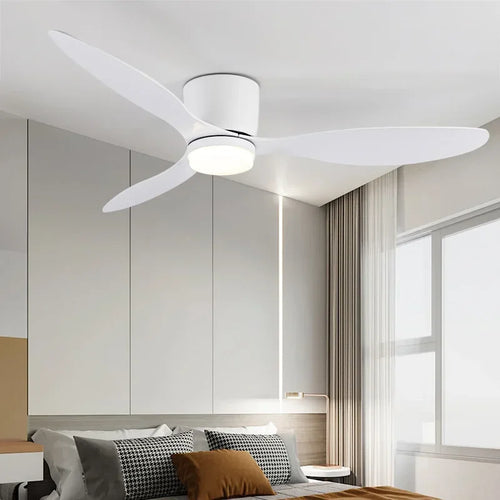 plafonnier ventilateur lumineux avec télécommande design nordique - vue 4 sur 11