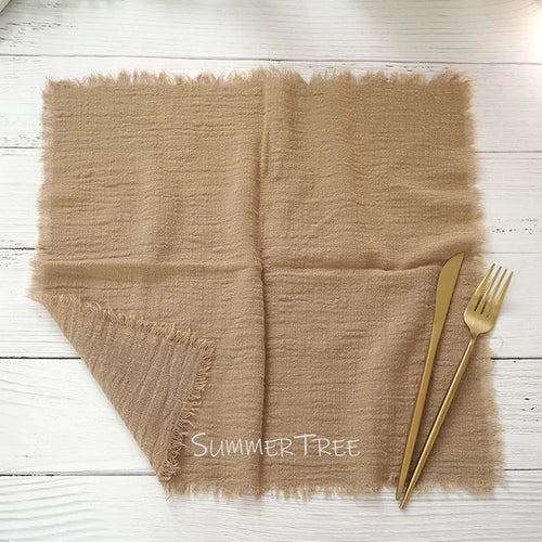 Serviette de table gaze coton lot 12 rustique - vue 5 sur 7