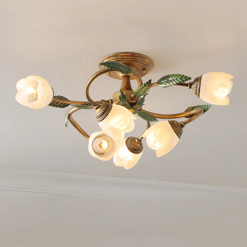lampe décorative led 6 têtes style rétro américain romantique