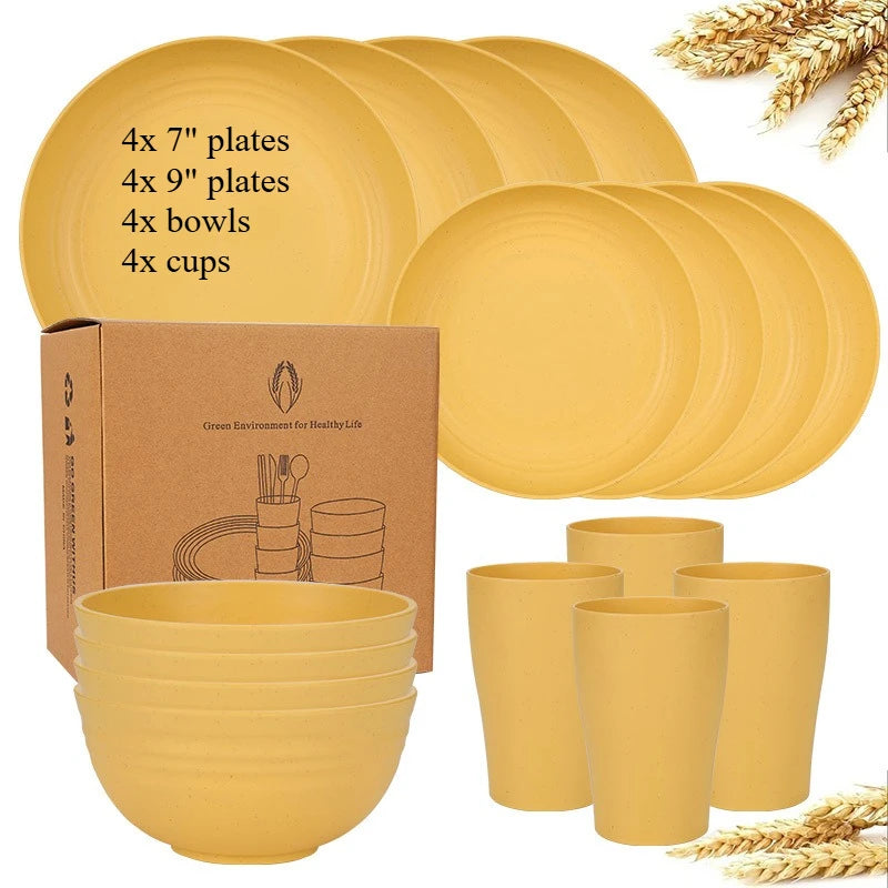 Service de table paille de blé incassable camping
