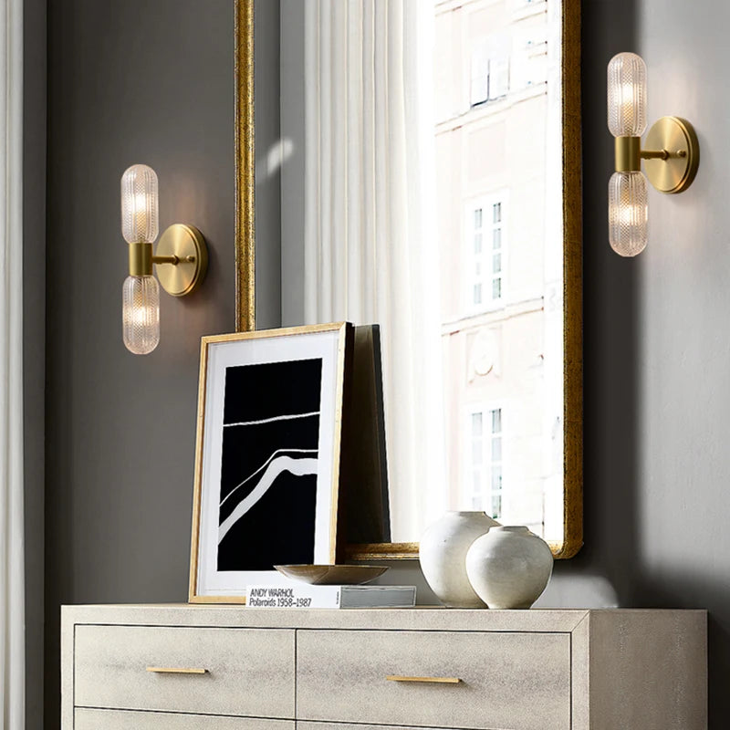 Lampes de applique murale LED de luxe pour salon chambre Simple applique en cuivre décor à la maison éclairage intérieur salle à manger fond escaliers - vue 5 sur 6