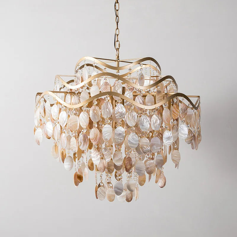 lustre led en coquille conque style américain - vue 3 sur 9