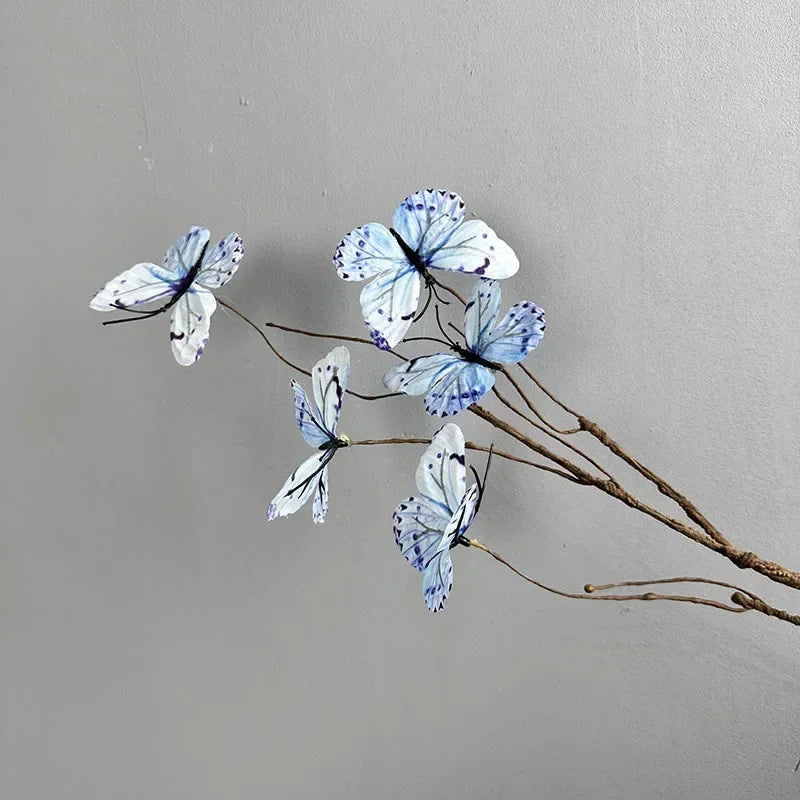 branche de papillon artificielle avec fausses fleurs décoratives pour jardin