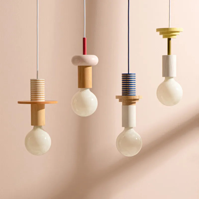 Couleur nordique bois suspension LED lumière cuisine suspension lampe Restaurant plafond lustre Luminaire chambre maison déco Luminaire