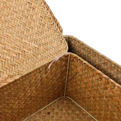 lot de 4 paniers en jonc de mer avec couvercle décoratifs et pratiques - vue 6 sur 6