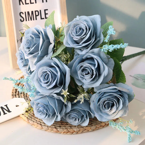 bouquet de roses artificielles en soie pour décoration et mariage - vue 4 sur 12