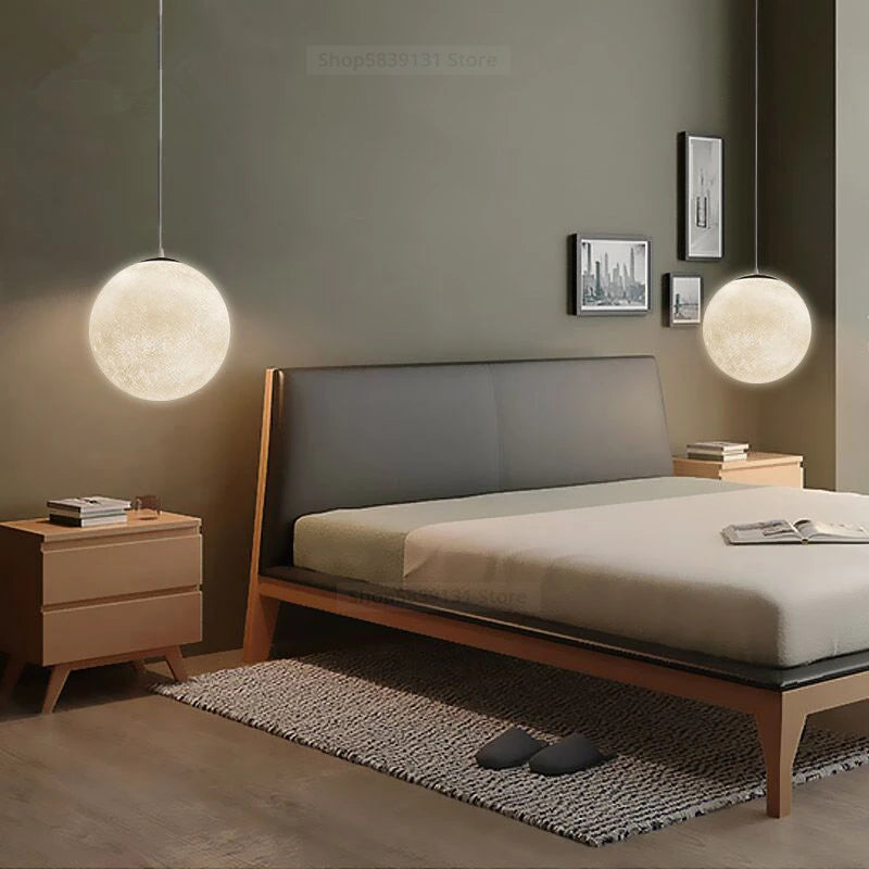 suspension LED en forme de lune design nordique moderne - vue 3 sur 7