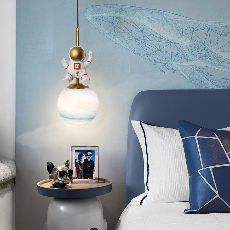 lustre nordique led astronaute pour chambre d'enfants - vue 6 sur 10