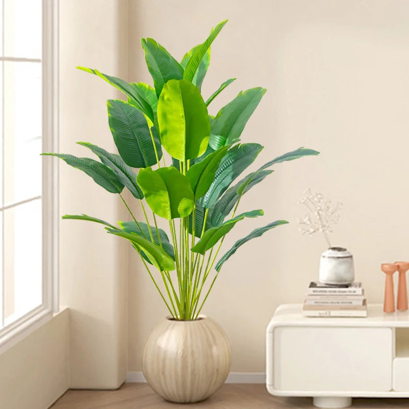 grand palmier tropical avec feuilles de bananier et strelizia en plastique - vue 3 sur 6