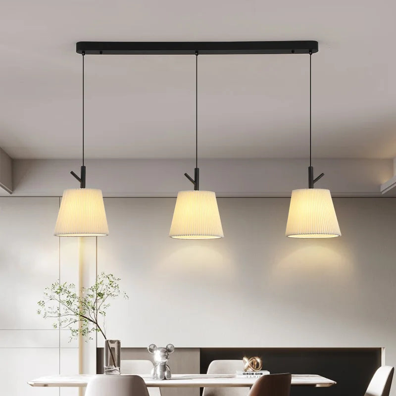 lustre en tissu plissé pour décoration intérieure moderne - vue 4 sur 8