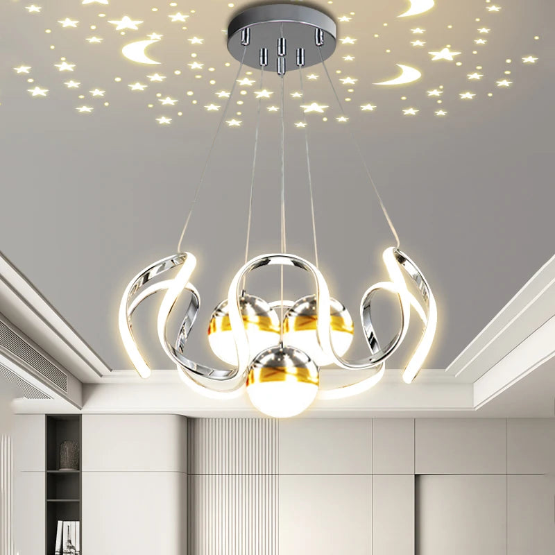 lustre moderne led décoration maison mode plafonnier luminaires - vue 6 sur 15