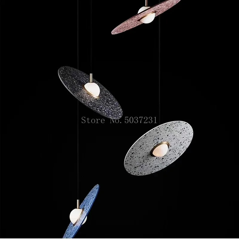 Suspension vintage en ciment terrazzo ufo led personnalisation designer - vue 6 sur 10