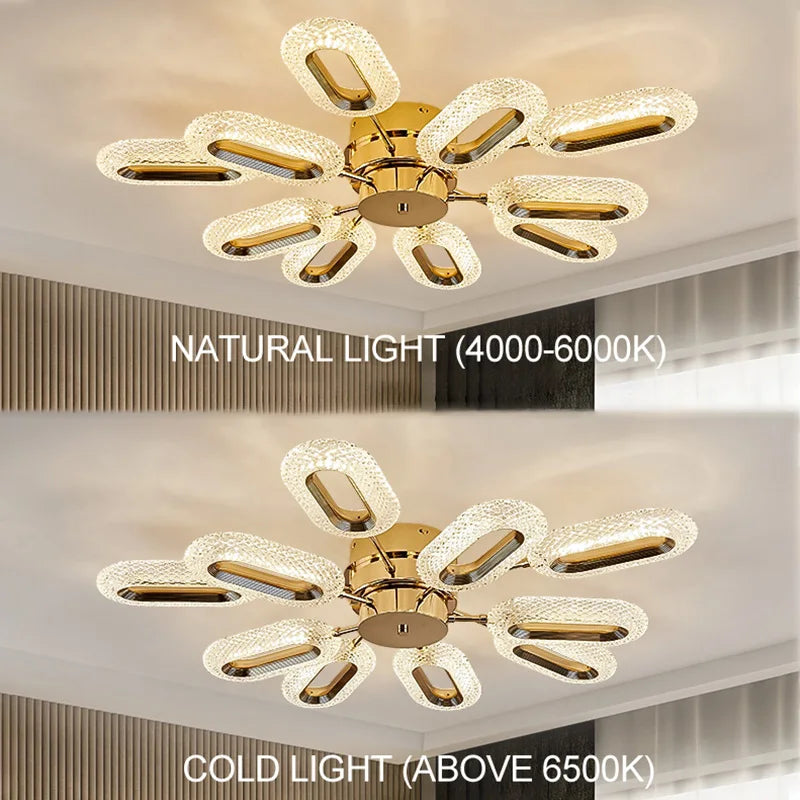 SANDYHA Post-moderne LED Lustre En Cristal Fleur Plafond Salon Salle À Manger Villa Étude Balcon Couloir Décoration De La Maison Lampes - vue 4 sur 10