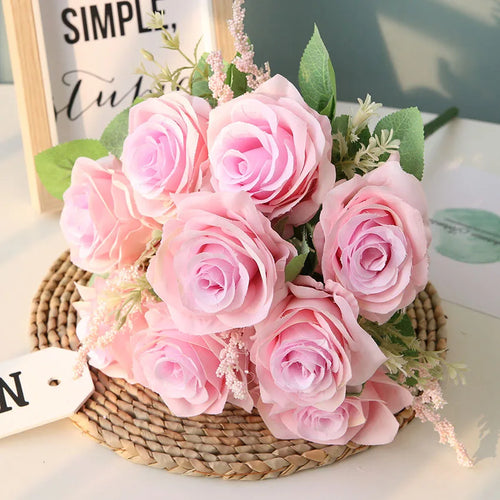 bouquet de roses artificielles en soie pour décoration et mariage - vue 6 sur 12