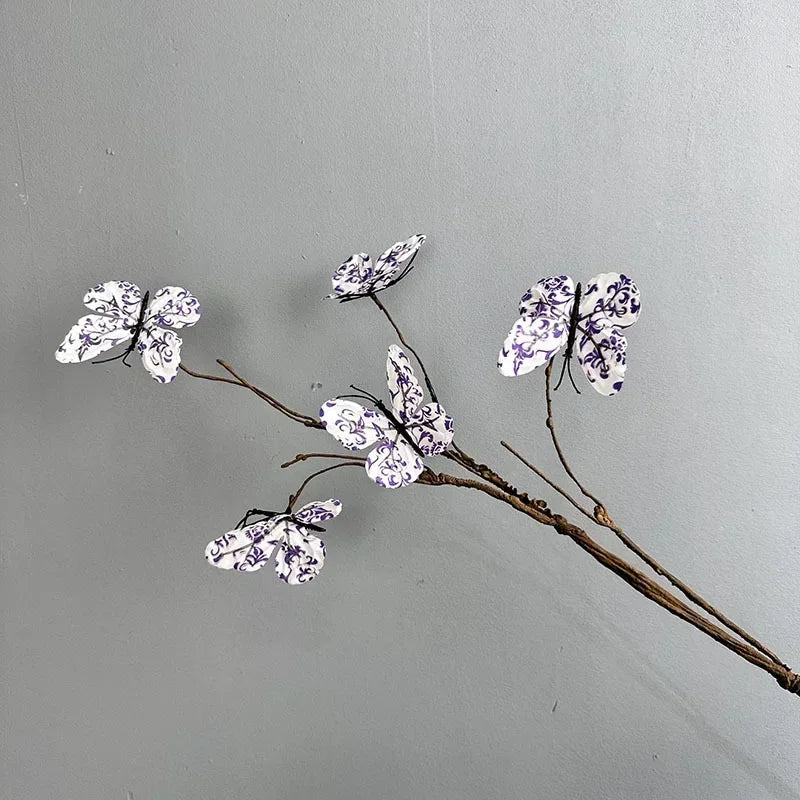branche de papillon artificielle avec fausses fleurs décoratives pour jardin - vue 12 sur 13