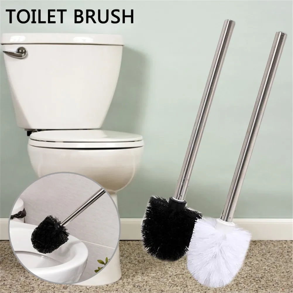 brosse de toilette en plastique avec manche inoxydable et poils souples - vue 4 sur 8