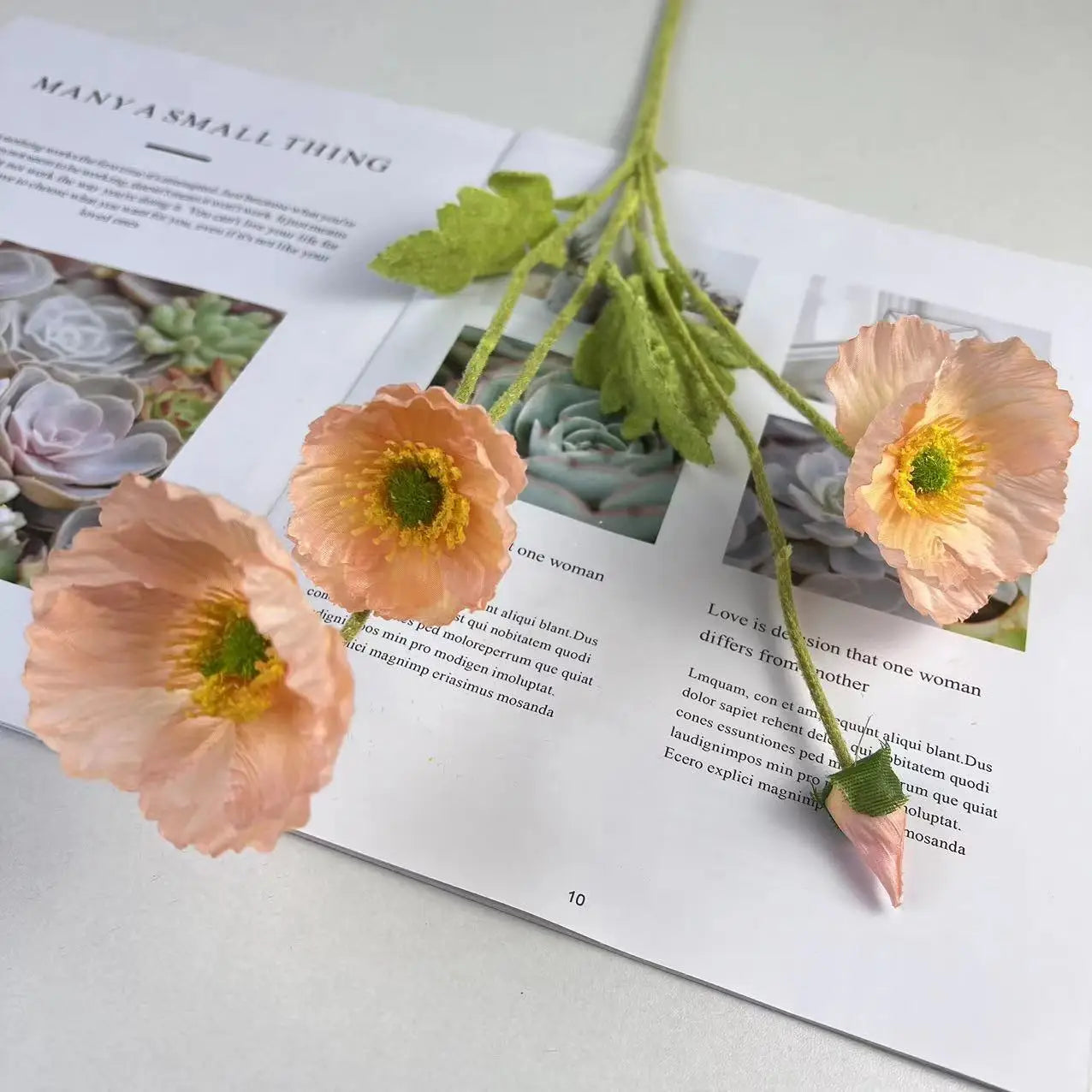 fleurs de pavot artificielles en soie pour décoration et événements - vue 17 sur 21