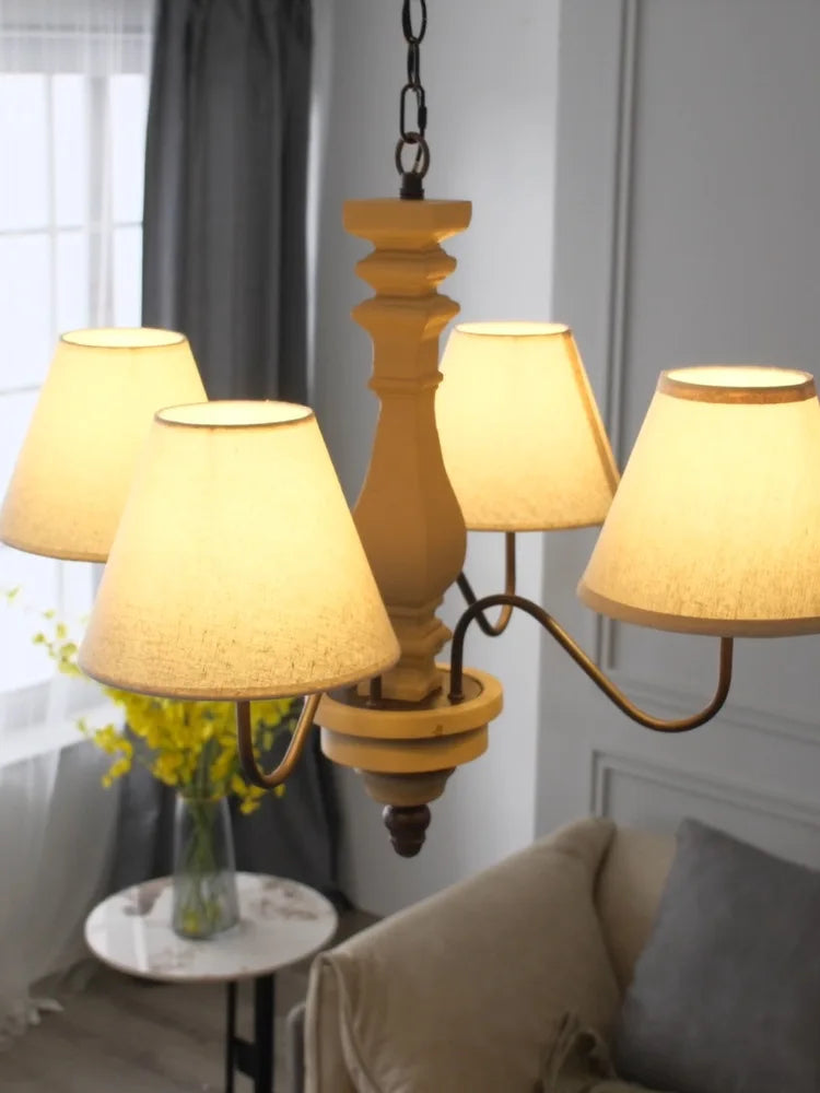 lustre vintage suspendu pour bar café cuisine en bois avec éclairage led - vue 6 sur 7