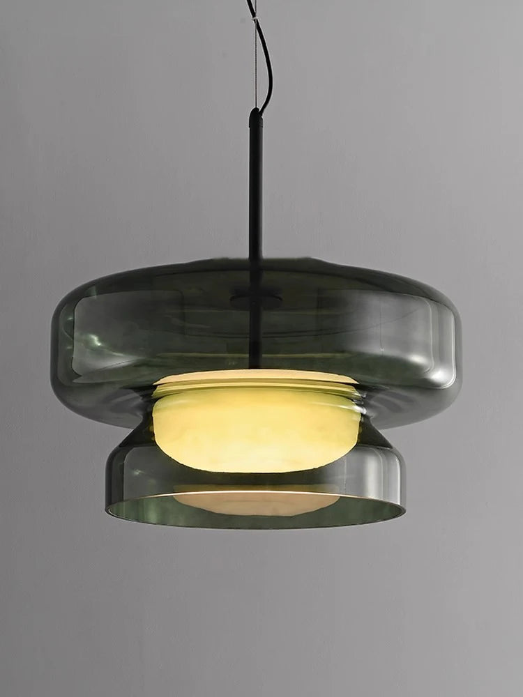 Suspension en verre vert moderne - vue 10 sur 9