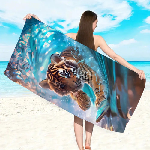 serviette de plage motif animal microfibre séchage rapide - vue 5 sur 6