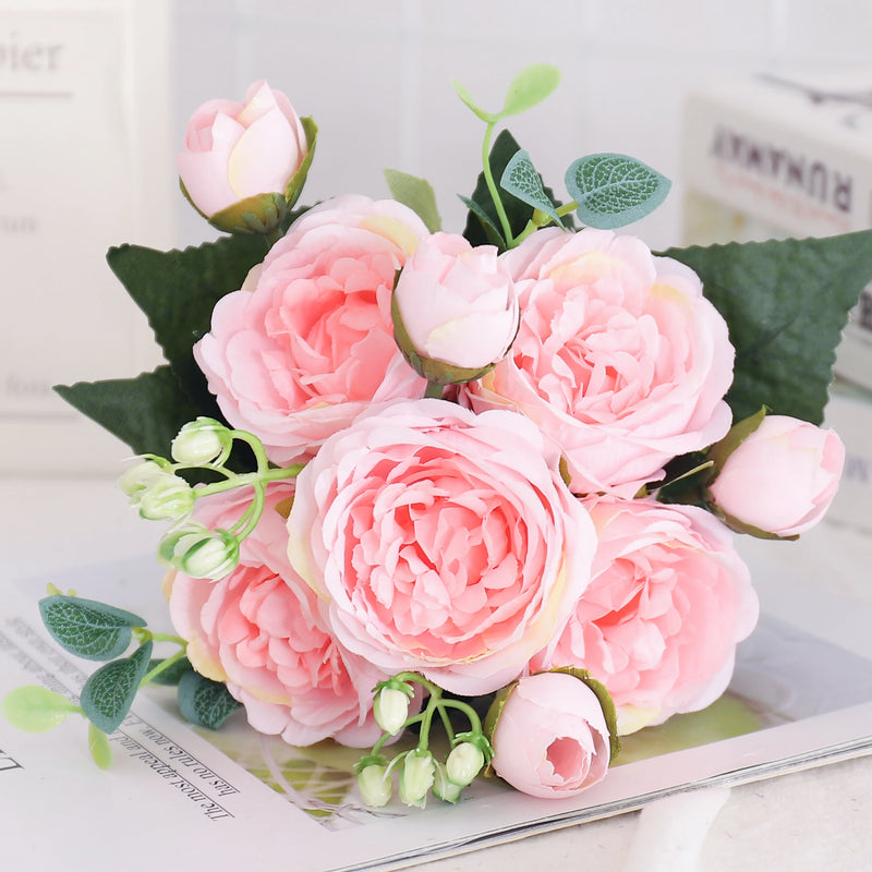 fleurs artificielles soie pivoine hortensia décoration mariage bouquet