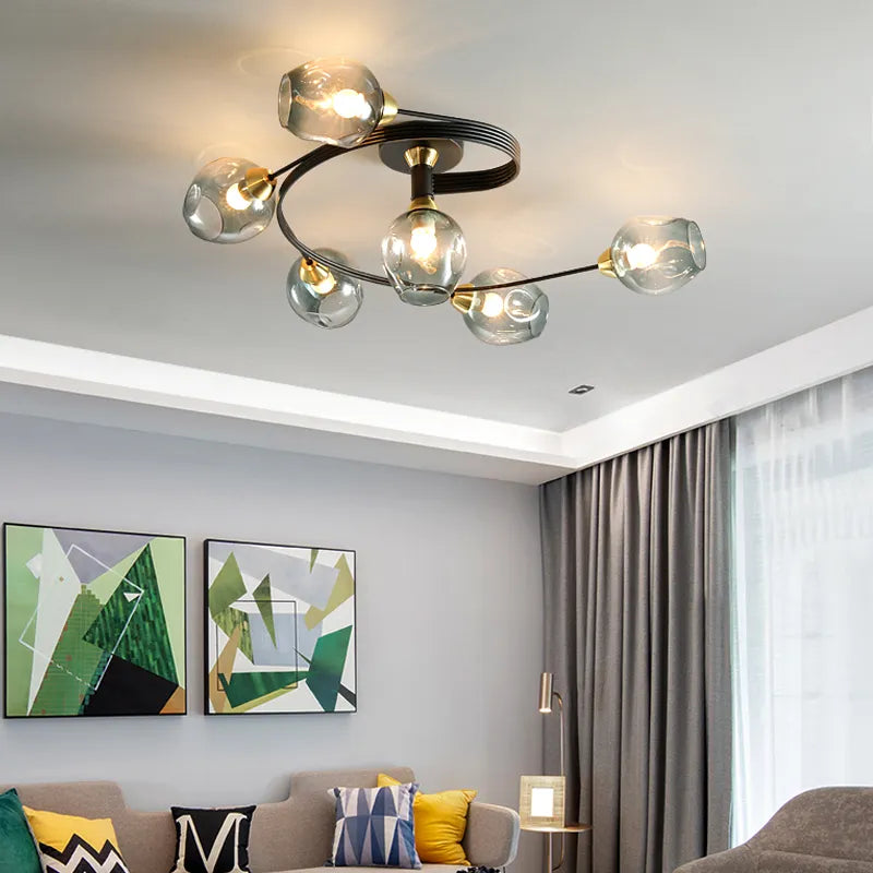 Suspension de plafond LED nordique pour salon salle à manger cuisine chambre moderne verre moléculaire suspendu lustre éclairage à la maison - vue 3 sur 12
