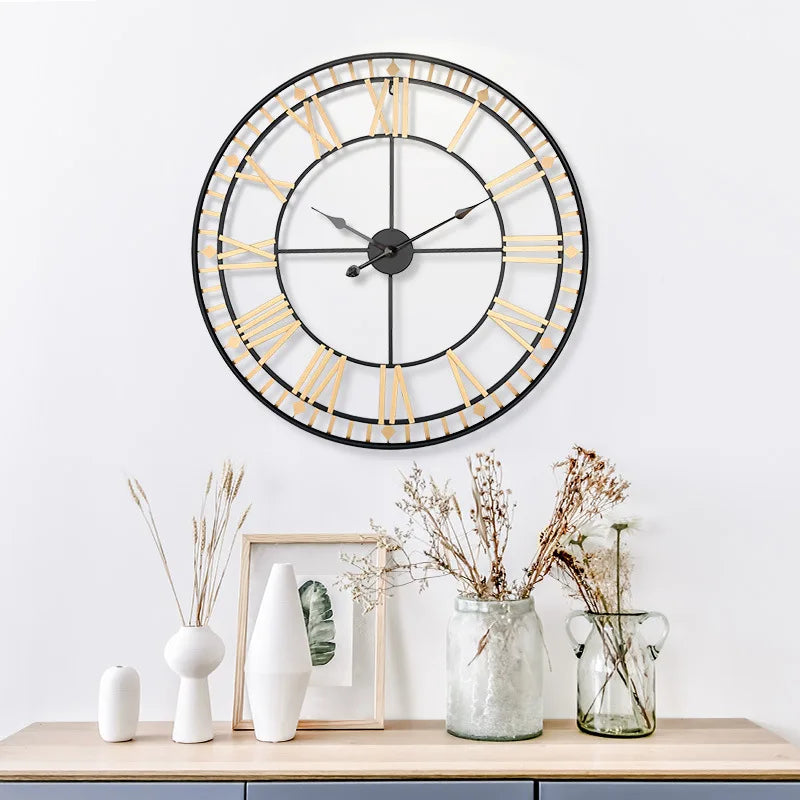 horloge murale grande taille design moderne style européen à suspendre - vue 3 sur 6
