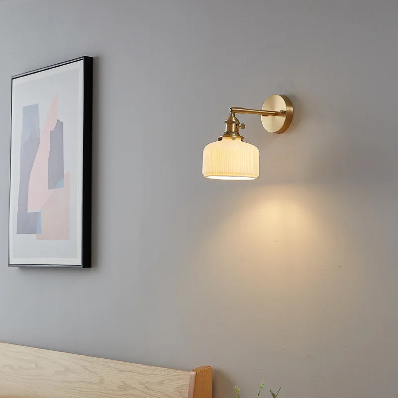 applique murale en verre et cuivre doré design moderne pour intérieur et extérieur - vue 5 sur 6