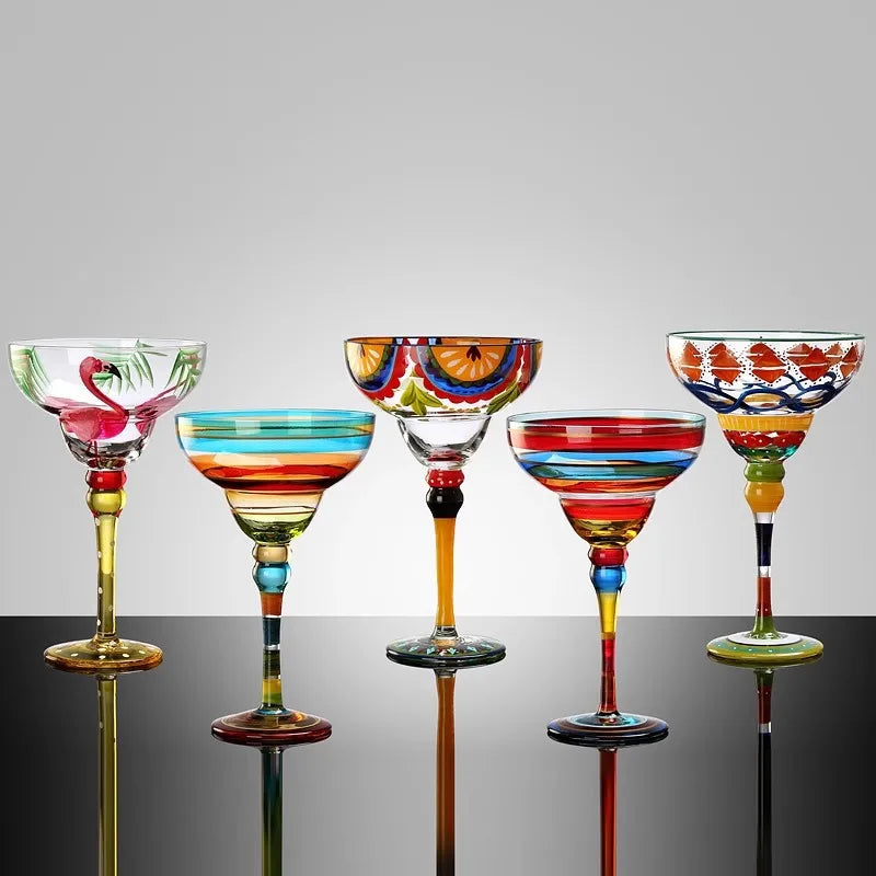 Verre cocktail motif flamant peint main style creatif