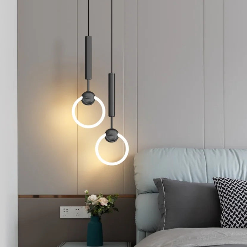 suspension LED en anneau design nordique moderne - vue 4 sur 16