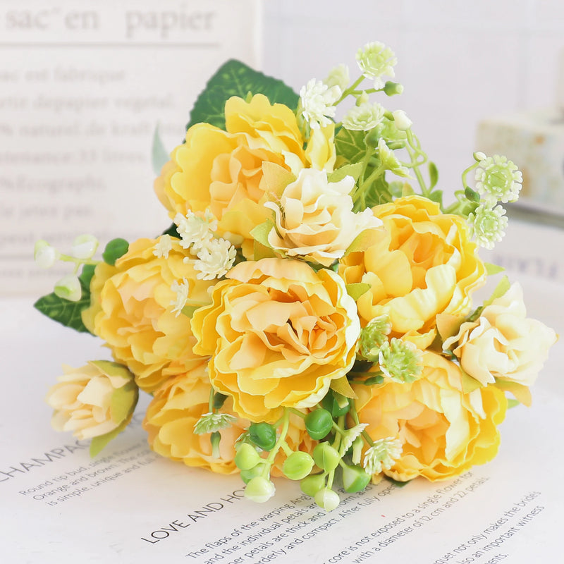 fleurs artificielles soie pivoine hortensia décoration mariage bouquet