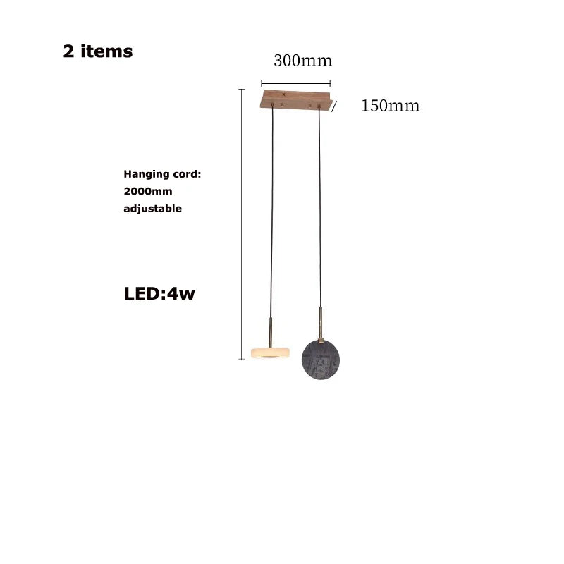 lustre suspendu en bois naturel ou marbre doré avec éclairage led - vue 11 sur 11
