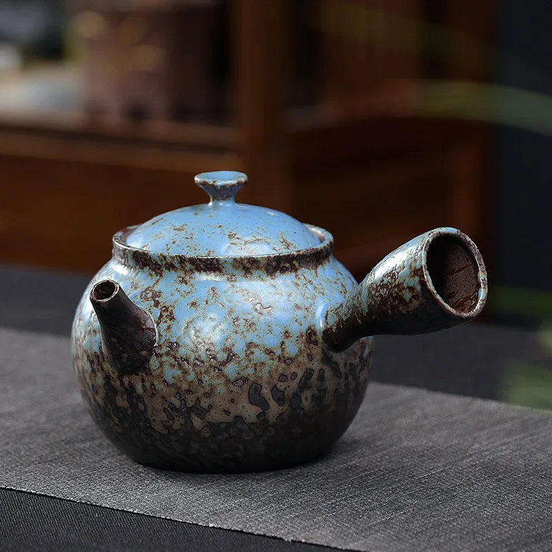 Theiere japonaise ceramique artisanale poignee laterale infuseur