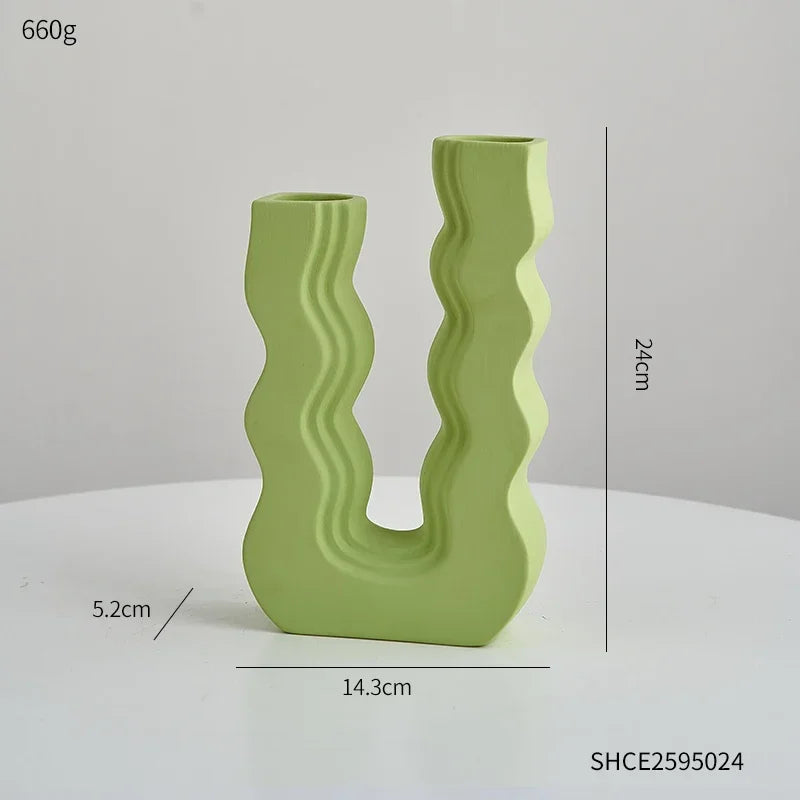 vase en céramique décoratif style morandi pour fleurs - vue 8 sur 11