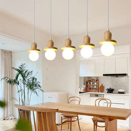 lustre en bois solide style nordique avec trois têtes - vue 2 sur 10