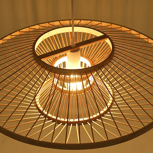 lustre en bambou style rétro pour décoration intérieure - vue 6 sur 8