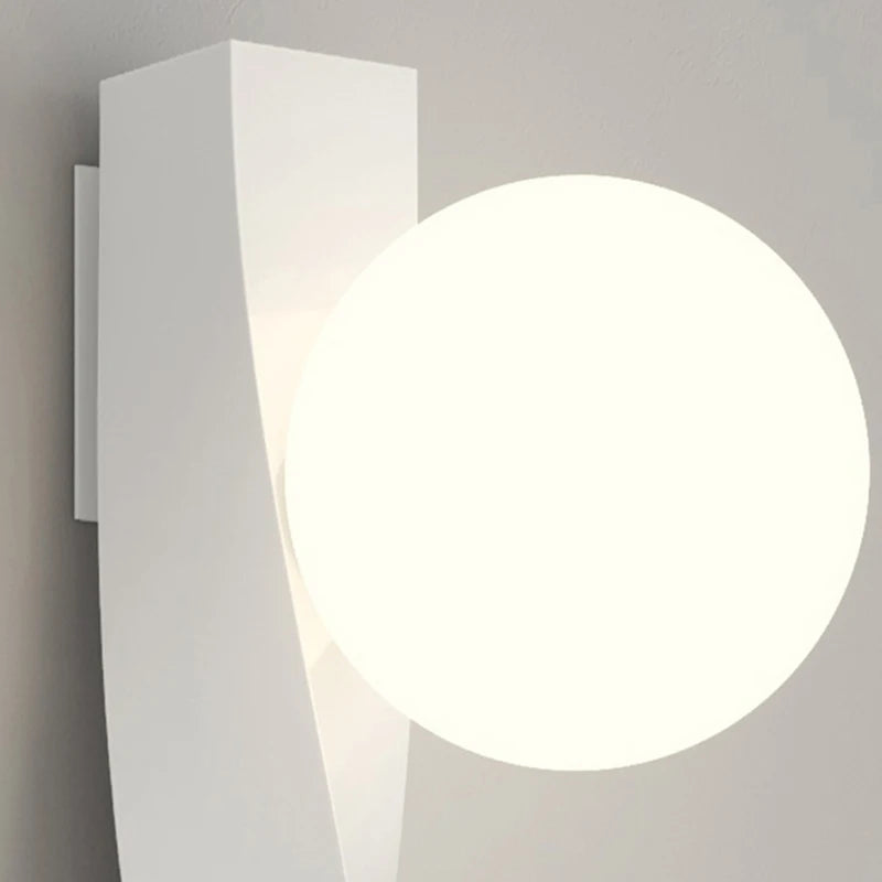 applique murale led en aluminium et verre blanc rotatif