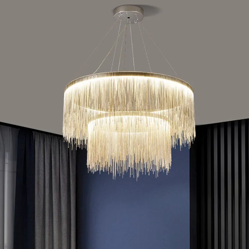 lustre suspendu à pampilles led avec intensité variable et télécommande - vue 5 sur 23