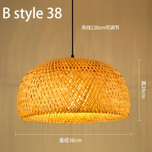 lustre style chinois fait main en bambou tissage pastoral vintage - vue 20 sur 30
