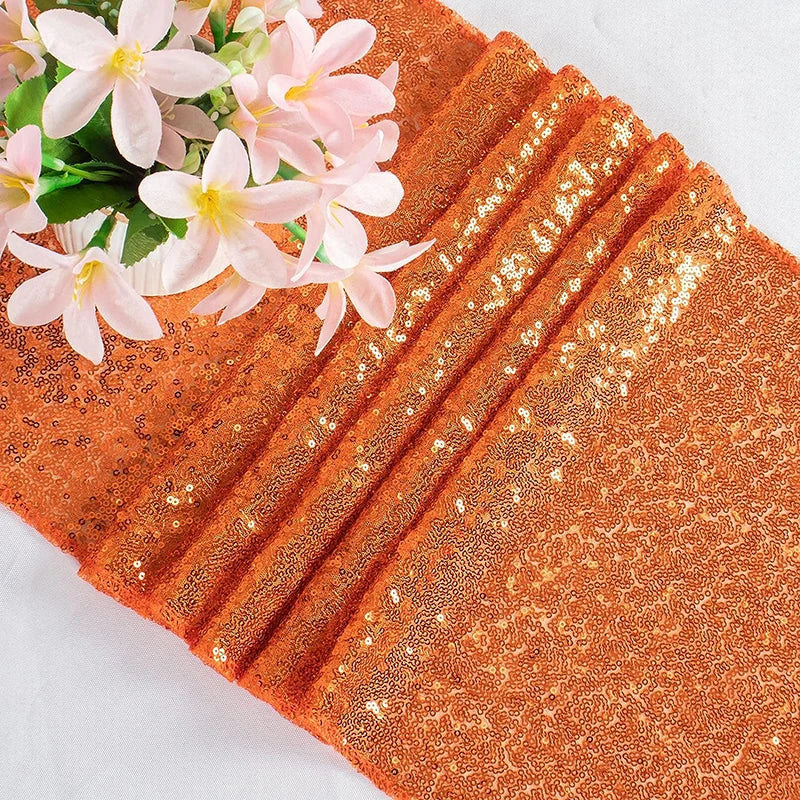 Chemin de table paillettes orange decoration fete mariage - vue 5 sur 7